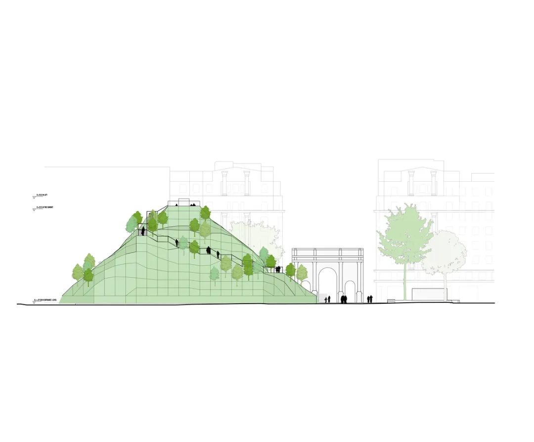 立面圖 倫敦大理石拱門山 London Marble Arch Hill／MVRDV