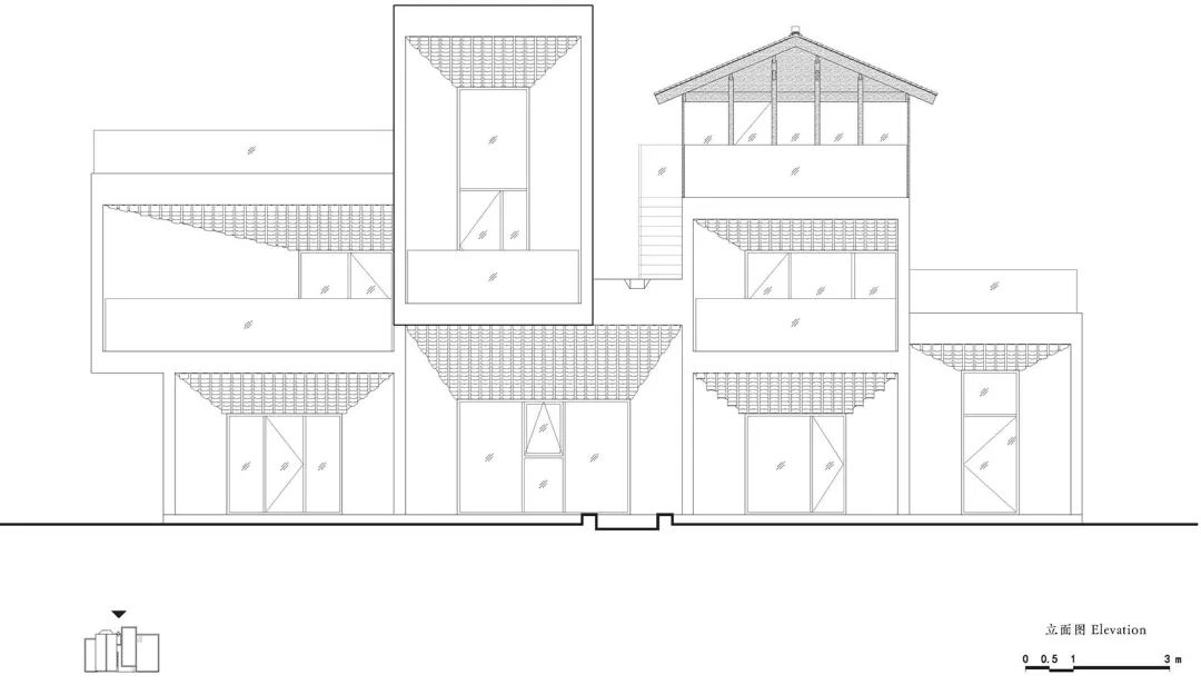 後山立面圖，桐廬山澗房／來建築設計工作室