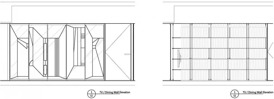 電視-餐廳立面，服裝設計師的家／李智翔 水相設計