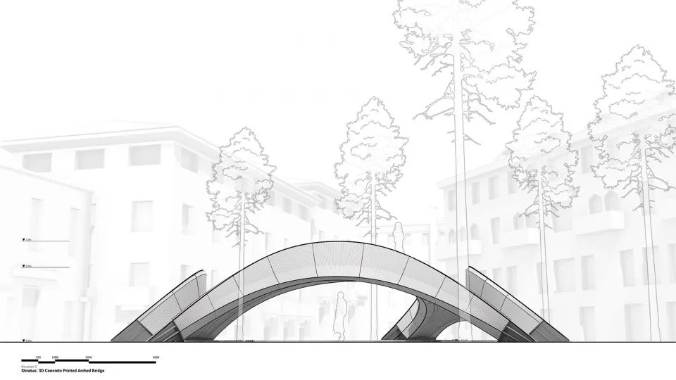 立面圖C 威尼斯Striatus人行步橋／Zaha Hadid Architects