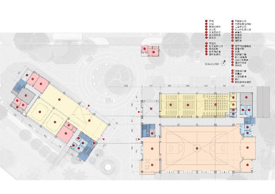 一層平面圖，台電訓練所所本部綜合大樓競圖提案／境向聯合建築師事務所