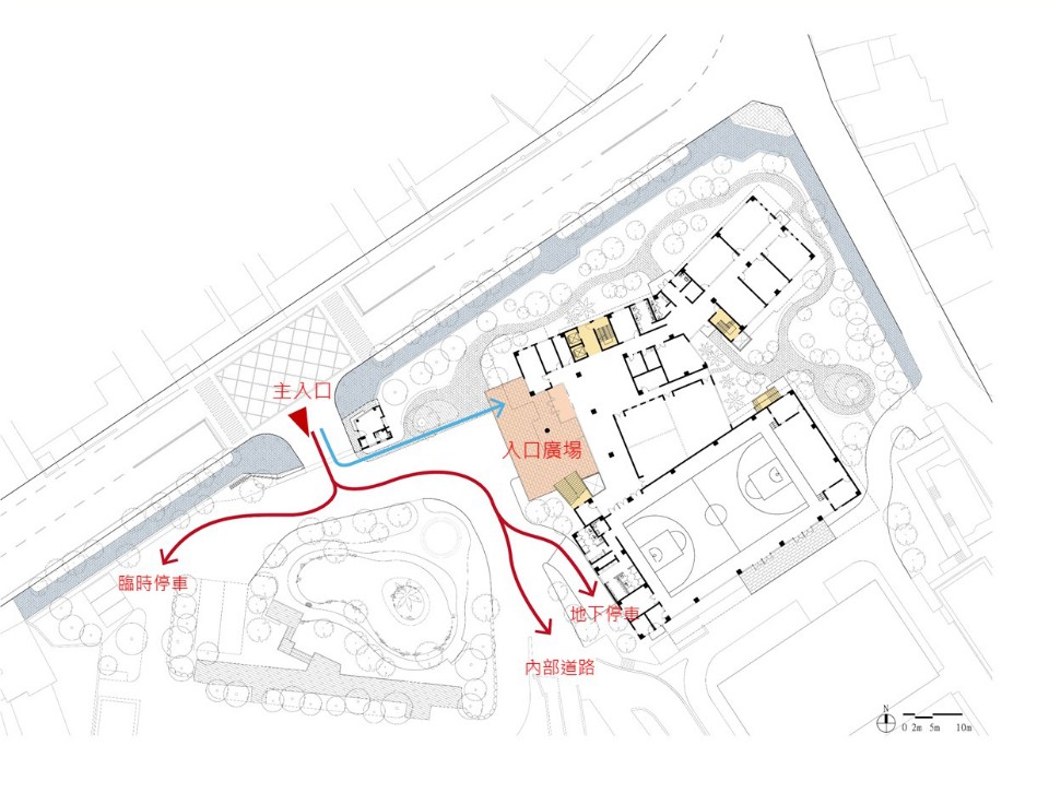 人車動線，台電訓練所所本部綜合大樓競圖提案／徐岩奇建築師事務所