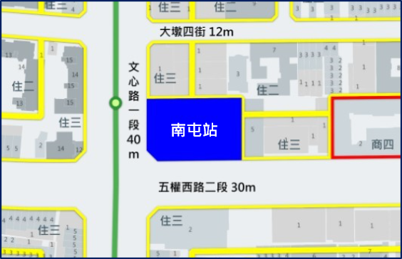 南屯站開發基地面積771坪，最優申請人集順生活科技股份有限公司規劃興建地下5層、地上27層的地標型建築物，總樓地板面積約1萬1070坪，共299戶住宅及3戶店鋪。圖／台中市交通局提供