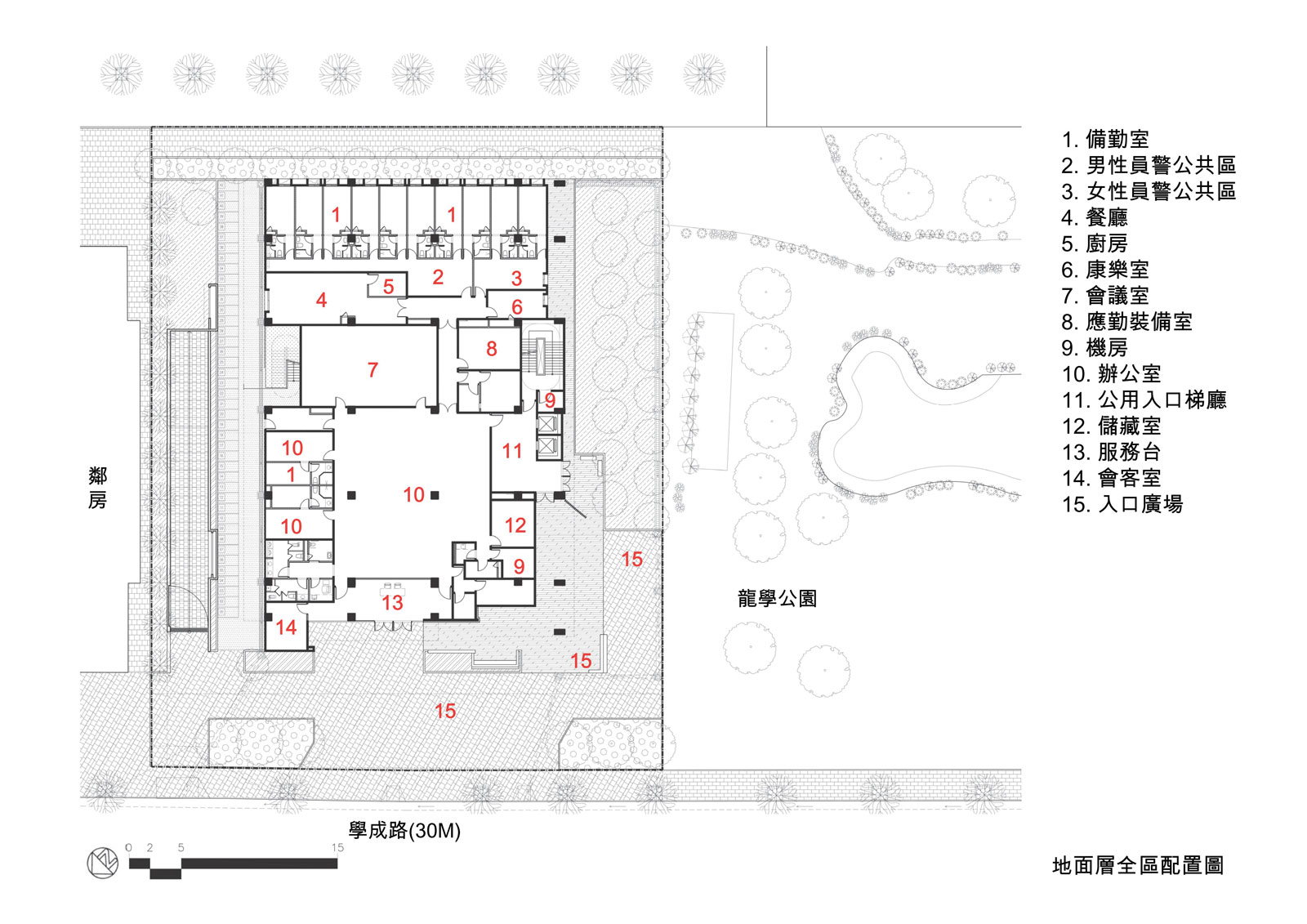 1F平面圖，三峽北大特區全齡生活館／盧俊廷建築師事務所+陳以凡建築師事務所