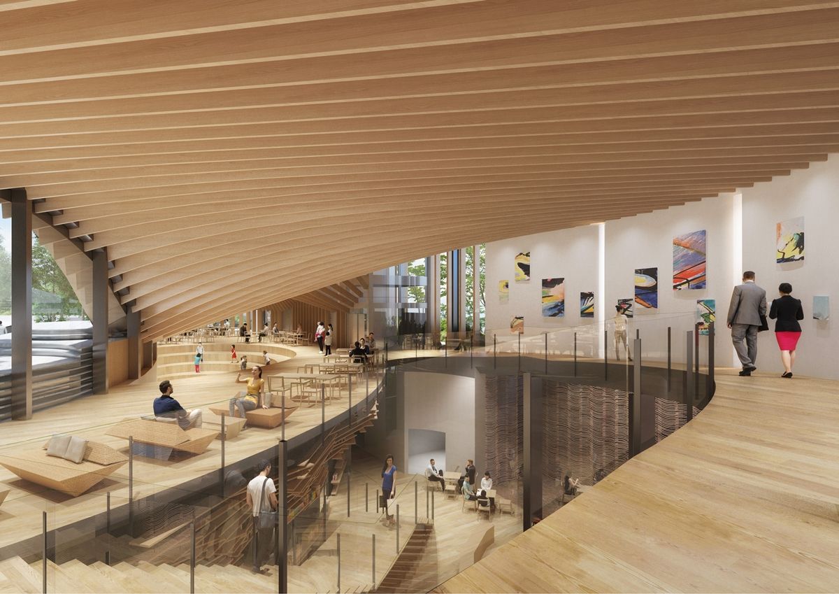 由隈研吾設計的勤美術館，預計於2023年開幕。場館空間示意。(圖片提供：隈研吾建築都市設計事務所)