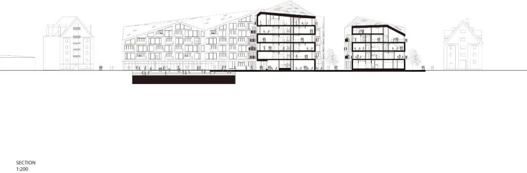 剖面圖 哥本哈根海港Krøyers Plads住宅開發計畫／Cobe + Vilhelm Lauritzen Architects