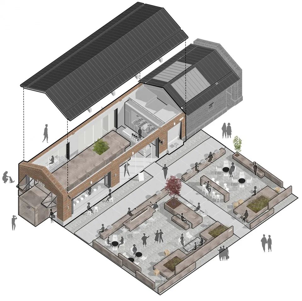 等角透視圖 阿那亞1402咖啡店室內設計 Cafe Coffe Shop interior design╱青山周平、藤井洋子、李嘉習 / B.L.U.E.建築設計事務所