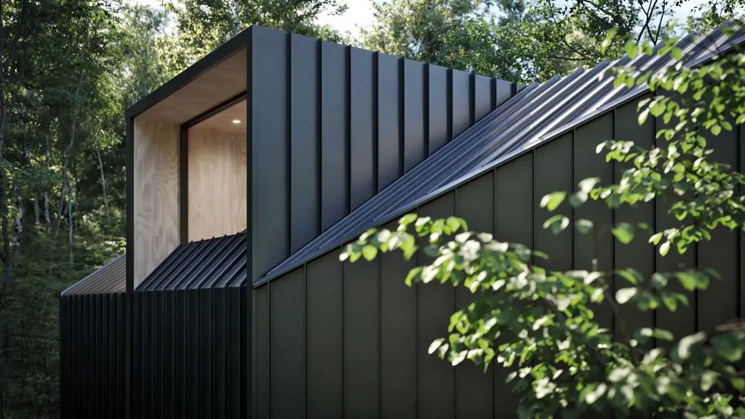 建築外表皮採用了單一的黑色鋼材質 模組化的永續木構造建築，澳洲組合式木屋Assembly Three／Studio Nine Architects