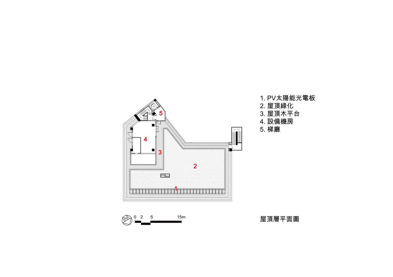 屋突層平面圖 新北市林口公有零售市場／盧俊廷建築師事務所