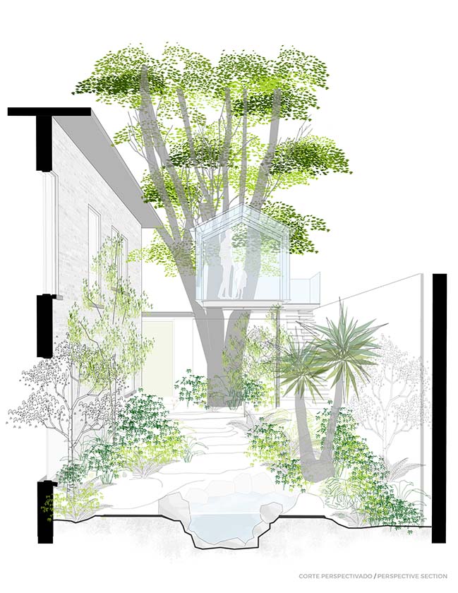 庭園剖透視圖 墨西哥水晶樹屋Crystal Treehouse／Broissin