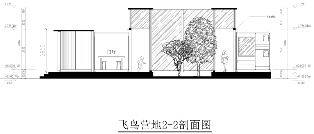 飛鳥營地剖面圖 濟南野生動植物園貨櫃屋民宿/棲舍建築