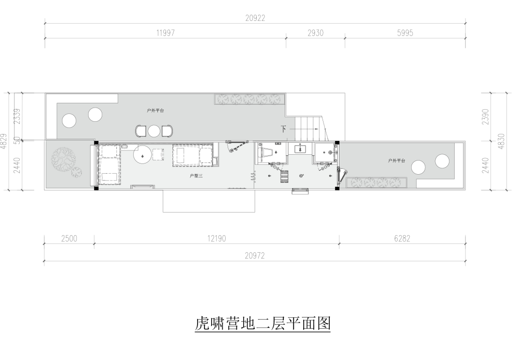虎嘯營地二樓平面圖 濟南野生動植物園貨櫃屋民宿/棲舍建築