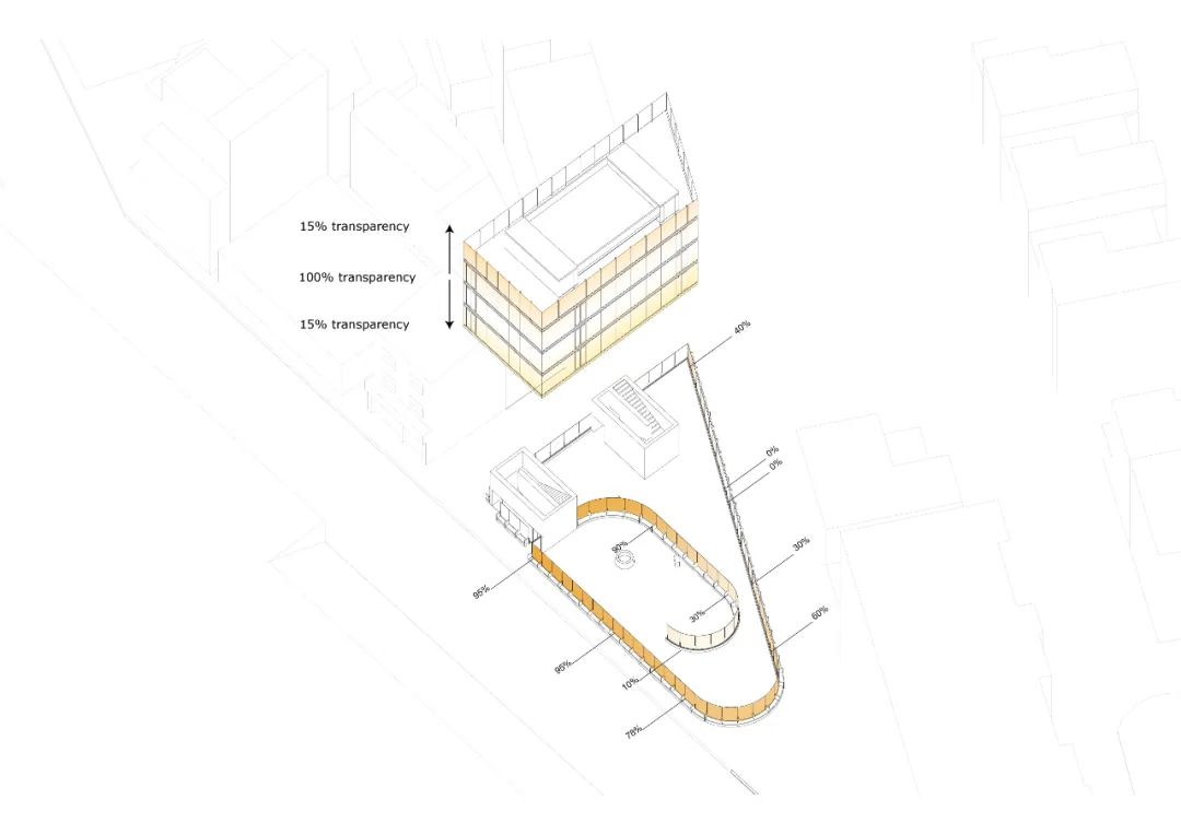 牆面透明度分析圖 浙江松陽詩文館／徐甜甜 DnA 建築師事務所