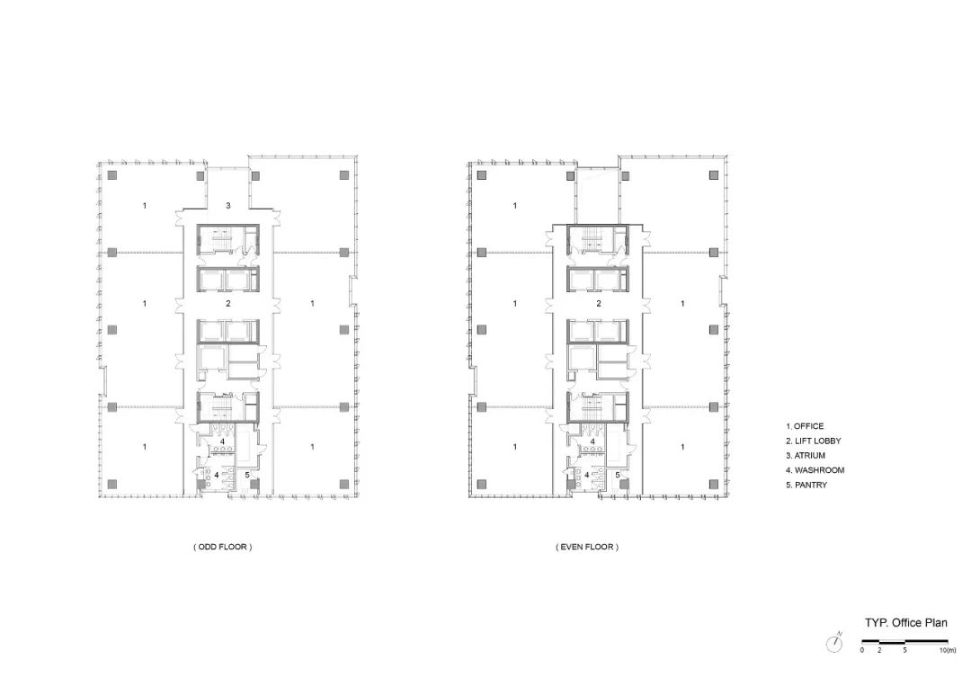 中華企業辦公建案標準層平面圖 © EID Arch 上海浦東民生碼頭E15-3街區城市再生／EID Arch 姜平工作室