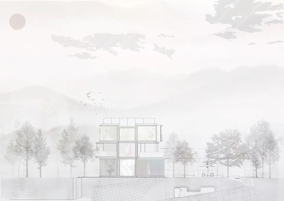 南向立面圖 Elevation 莫干山淺境·林棲谷隱度假酒店 Cube Hotel／素建築設計事務所 SUA