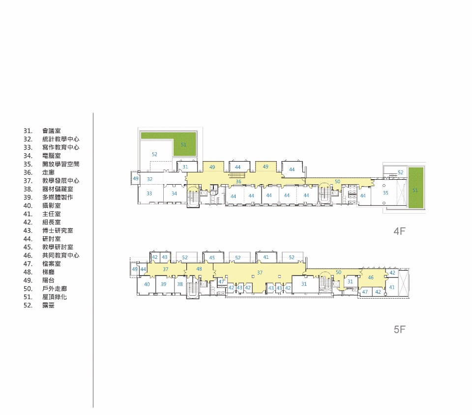 四樓暨五樓平面圖，台大博雅館／境向聯合建築師事務所