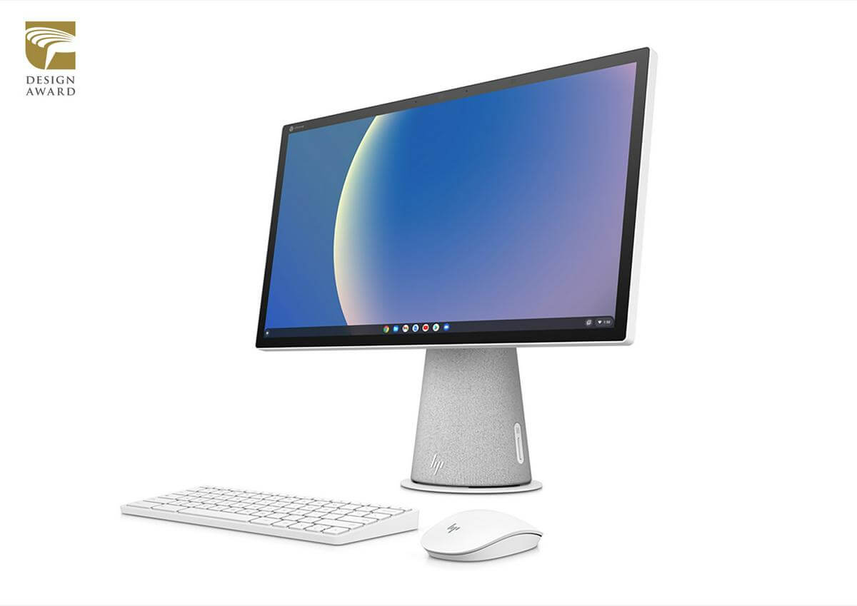 2021金點設計獎入圍 美國惠普(HP Inc.)「HP Chromebase 21.5 inch All-in-One Desktop」一體型家用桌電;圖片提供/台灣設計研究院