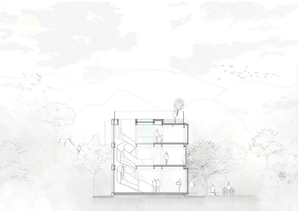 剖面圖 Section莫干山淺境·林棲谷隱度假酒店 Cube Hotel/素建築設計事務所 SUA