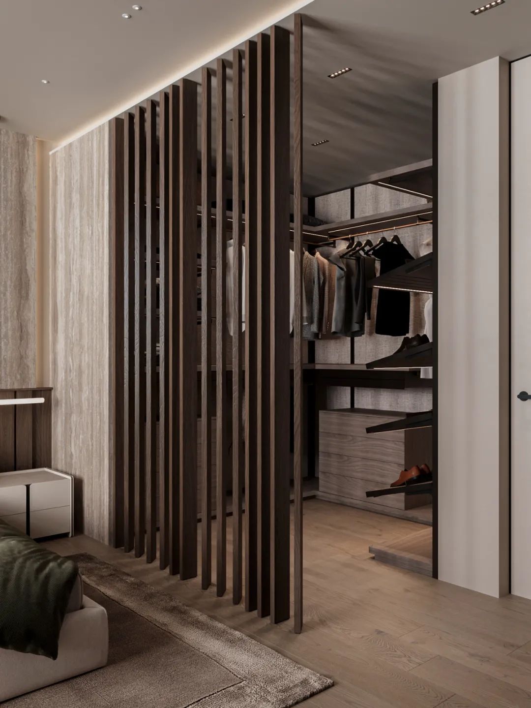臥室木格柵 Bedroom LIPKI-APARTMENT公寓室內設計／N.Team Design