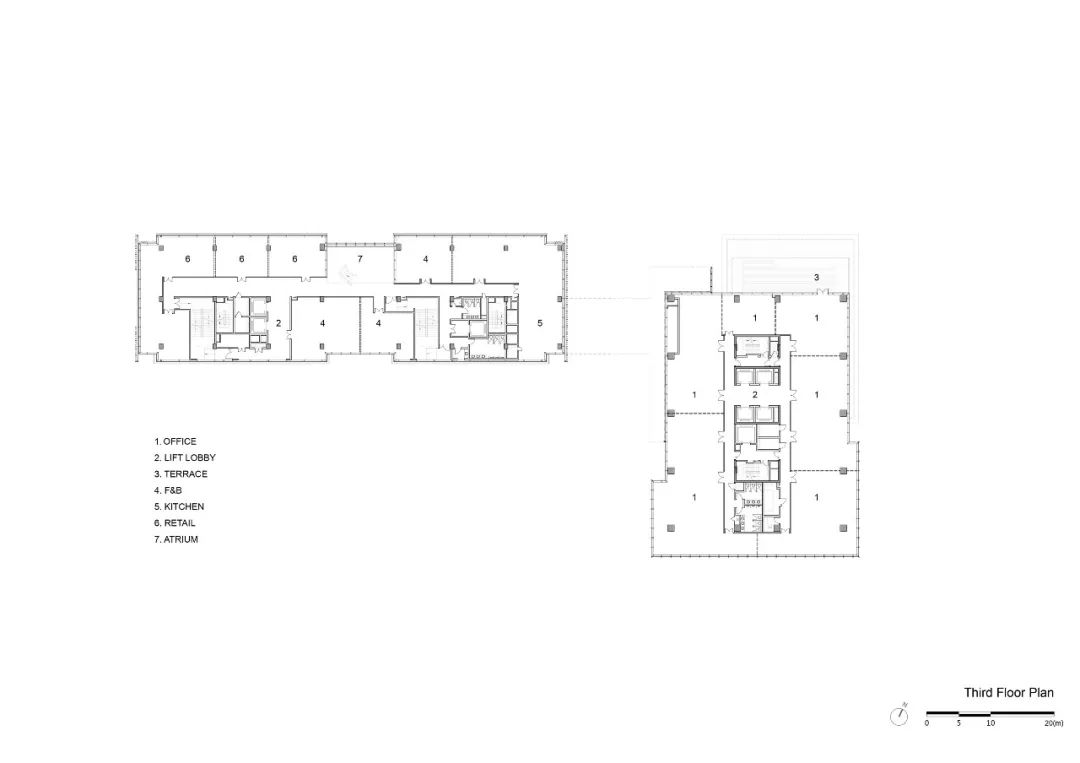 中華企業辦公建案三樓平面圖 © EID Arch 上海浦東民生碼頭E15-3街區城市再生／EID Arch 姜平工作室
