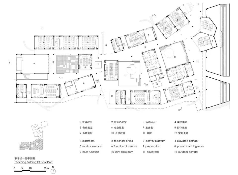 教學區一樓平面圖 Plan 上海嘉定同濟大學附屬實驗小學/劉宇揚建築事務所
