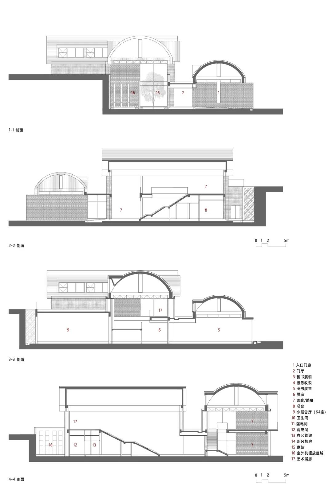 剖面圖 礦區修復 南京湯山先鋒坑礦書店/東南大學建築學院+藝合境建築事務所