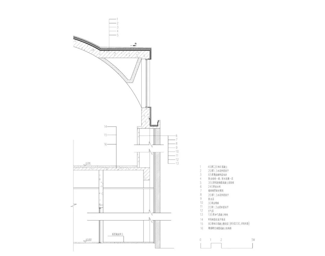 牆面大樣剖面細部圖 礦區修復 南京湯山先鋒坑礦書店/東南大學建築學院+藝合境建築事務所