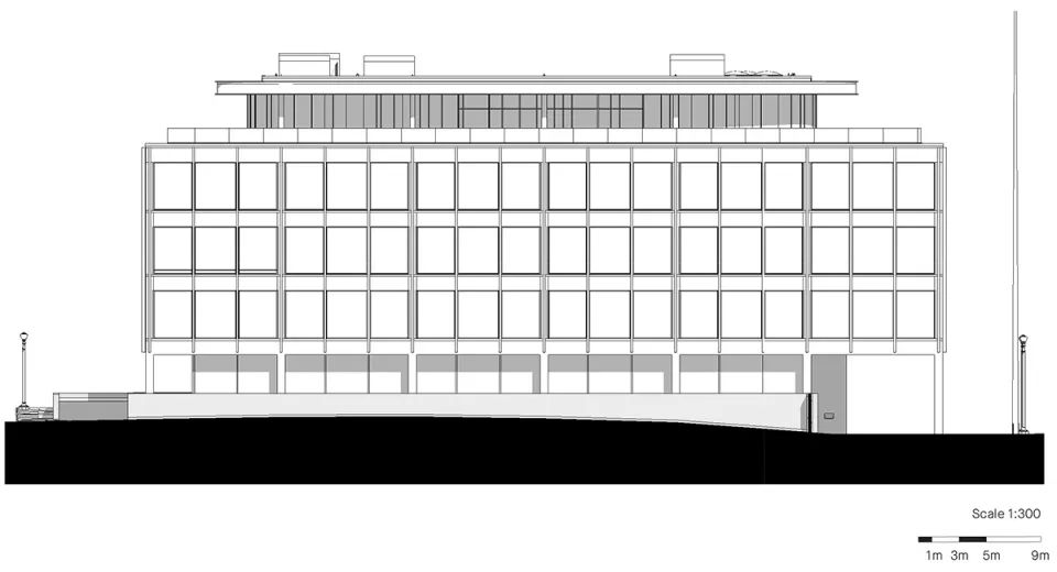 西向立面圖 Elevation 馬丁·路德·金紀念圖書館整修工程The Martin Luther King Jr. Memorial Library/Mecanoo + OTJ Architects