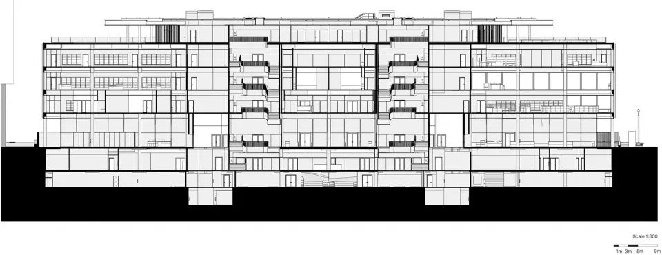 沿樓梯間剖面圖 馬丁·路德·金紀念圖書館整修工程The Martin Luther King Jr. Memorial Library/Mecanoo + OTJ Architects