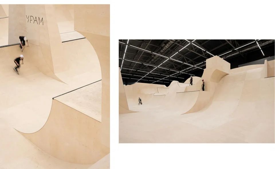 飛行公園以膠合木板為主體，營造出一片沉浸式的「木造海洋」 俄羅斯室內極限公園 Russia URAM Indoor Extreme Park／KOSMOS Architects + Legato Sports Architecture