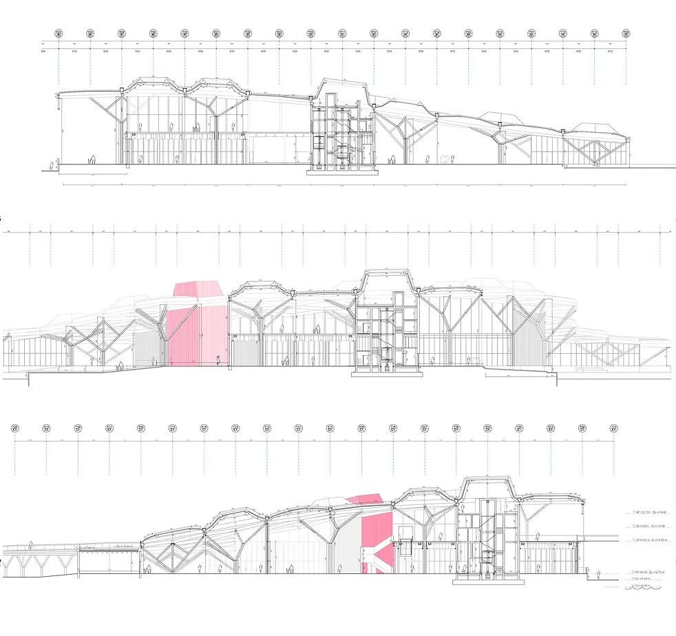 展覽空間剖面圖 Section，高雄流行音樂中心 Kaohsiung Music Center／Manuel Monteserín＋翁祖模建築師事務所