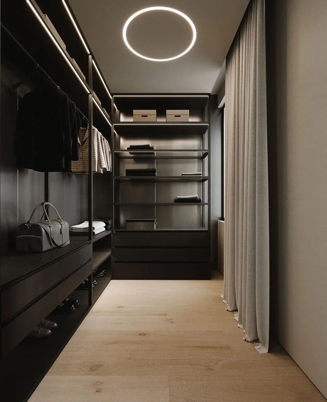 步入式衣櫃 更衣室 bedroom Walk-in closet Russia Mosfilm115 interior design 住宅室內設計／Hot Walls | Mikhail Shaposhnikov 