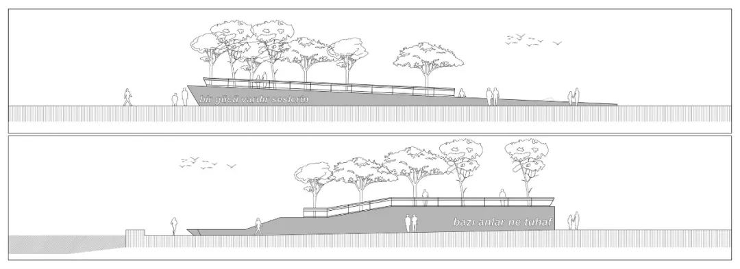 立面圖 Elevation 土耳其水岸景觀空間改造 阿萊貝花園 Turkey İzmir Alaybey Garden waterfront landscape architecture design/Studio Evren Başbuğ