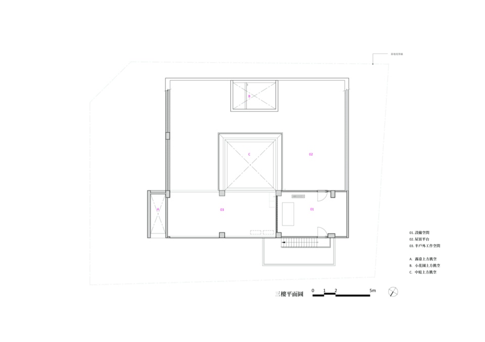 三樓平面圖 臺中私人住宅「繁櫻之庭」Taichung Taiwan Private House／一一建築＋粘晉榕建築師事務所