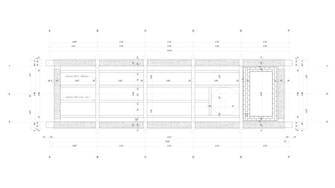 屋頂結構平面圖 Plan 瑞士手工磚博物館窯塔Suisse Switzerland Kiln Tower for the Brickworks Museum／Boltshauser Architekten
