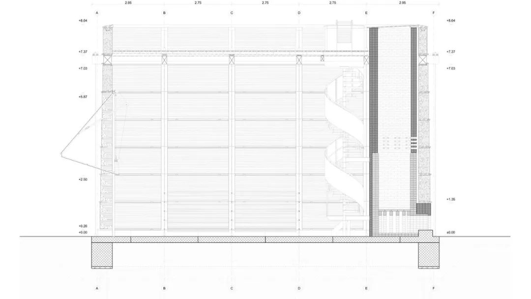 AA剖面圖 Section 瑞士手工磚博物館窯塔Suisse Switzerland Kiln Tower for the Brickworks Museum/Boltshauser Architekten