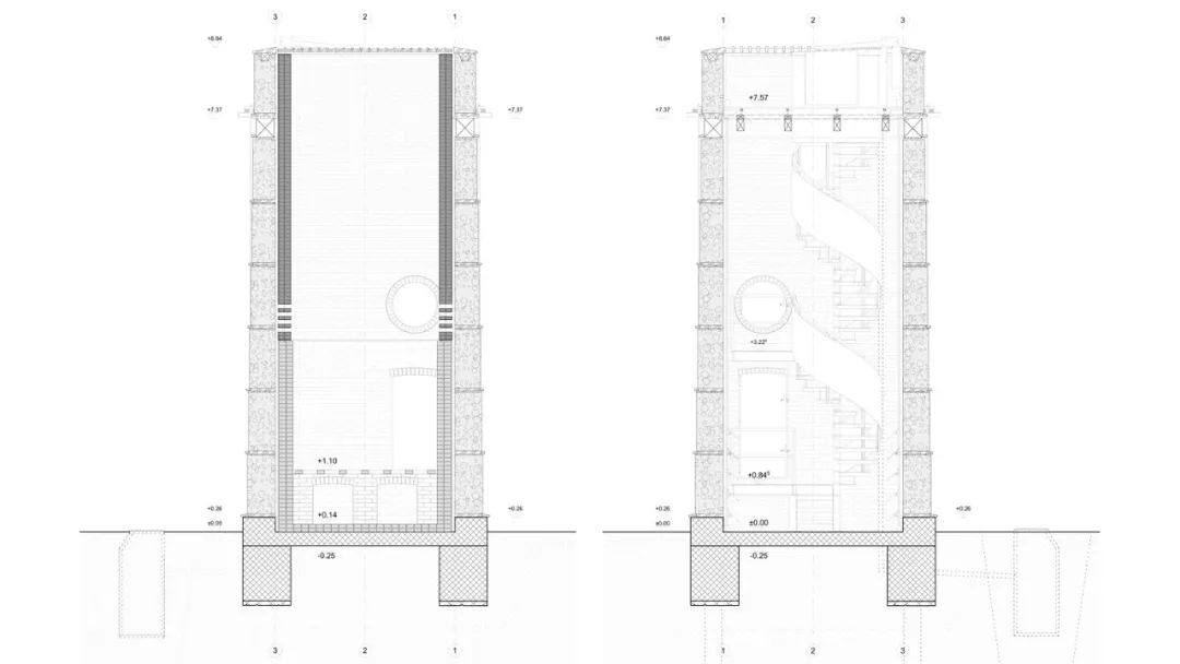 BB剖面圖 Section 瑞士手工磚博物館窯塔Suisse Switzerland Kiln Tower for the Brickworks Museum/Boltshauser Architekten