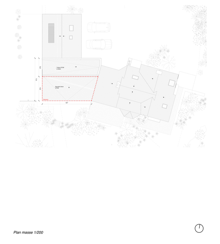 屋頂平面圖 Plan France Kervalet House Extension 法國私人住宅增建／Exercice