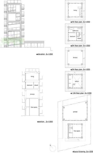 平面圖 Plan 湘南海濱私人住宅KUGENUMA-Y Japan Ramp House/KANIUE 可児公一+植美雪