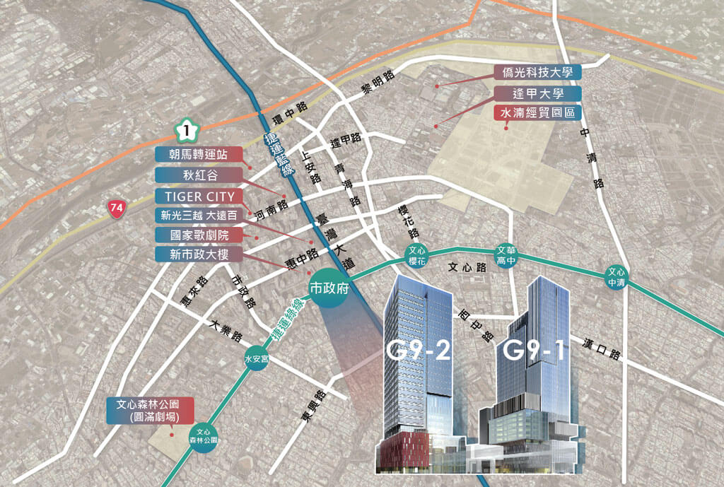 台中捷運綠線市政府站區位圖