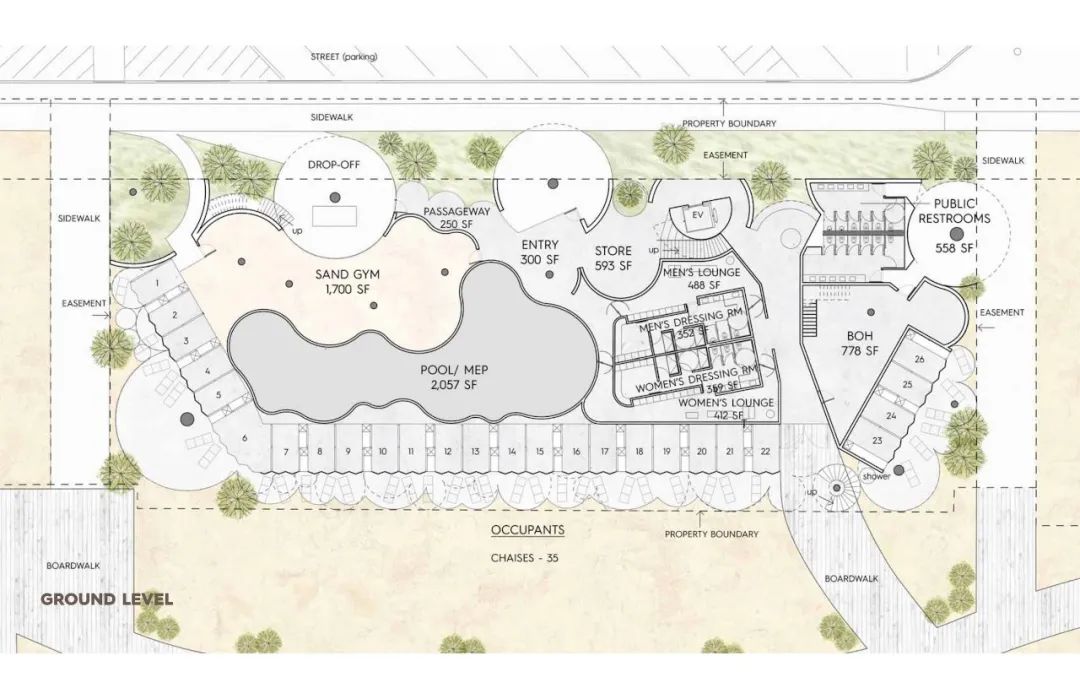 地面層平面圖 Plan 紐澤西州沙灘俱樂部 New Jersey Asbury Park／Rojkind Arquitectos＋Esrawe Studio