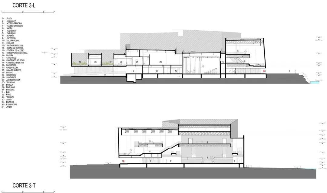 剖面圖 Section 墨西哥博卡音樂廳 Mexico Foro Boca Concert Hall／Rojkind Arquitectos
