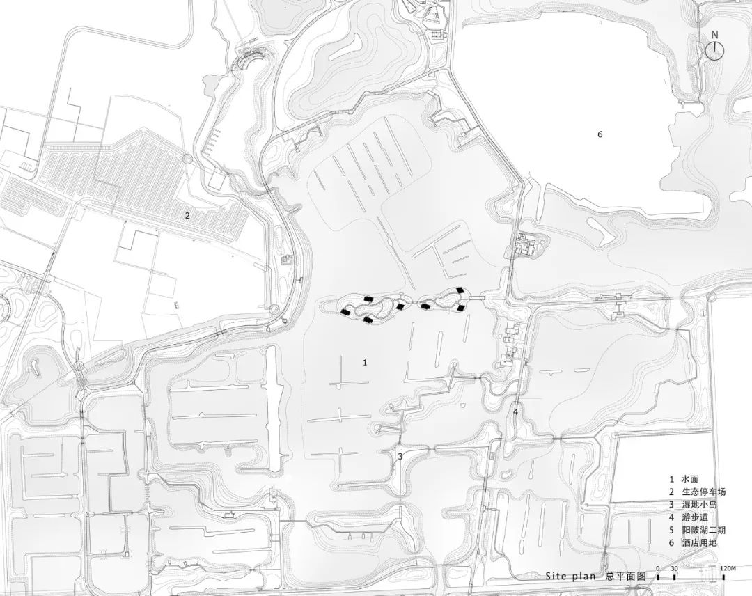 基地平面圖 Site Plan ©尌林建築 Fuyang Yangbei Lake Wetland Ecological Hotel富陽陽陂湖濕地生態酒店/尌林建築設計事務所
