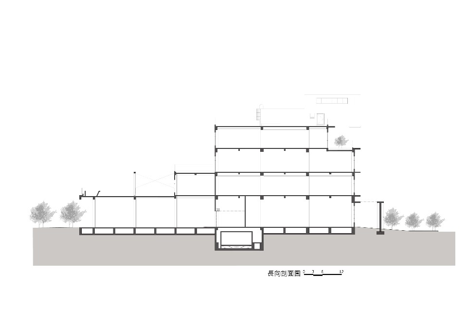 剖面圖 財團法人新北市私立雙連社會福利慈善事業基金會-雙連新莊社福中心／JJPAN 潘冀聯合建築師事務所