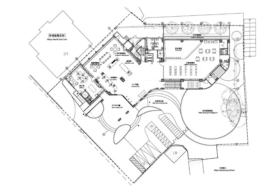 一樓平面圖 Plan Tachung Public Library 台中公共圖書館外埔分館／蔡顯恭建築師事務所 大秝設計 TALI DESIGN