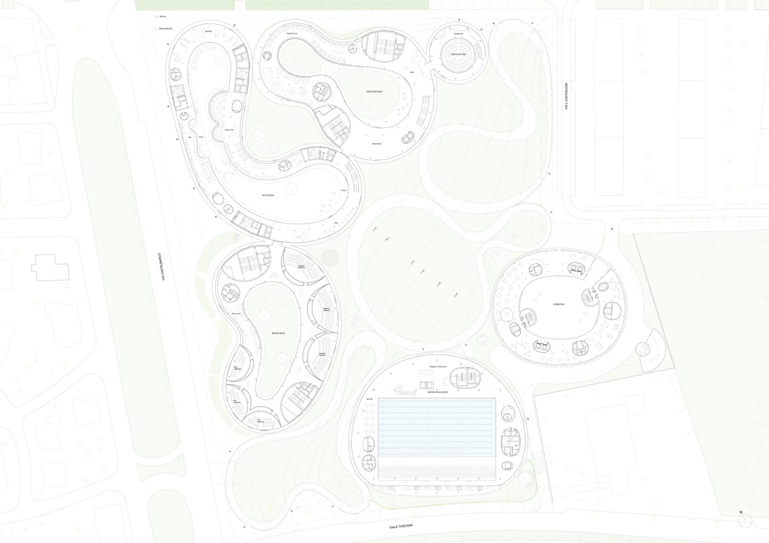 平面圖 Plan  Università Bocconi 米蘭博科尼大學新校區Bocconi University Campus Milan／SANAA