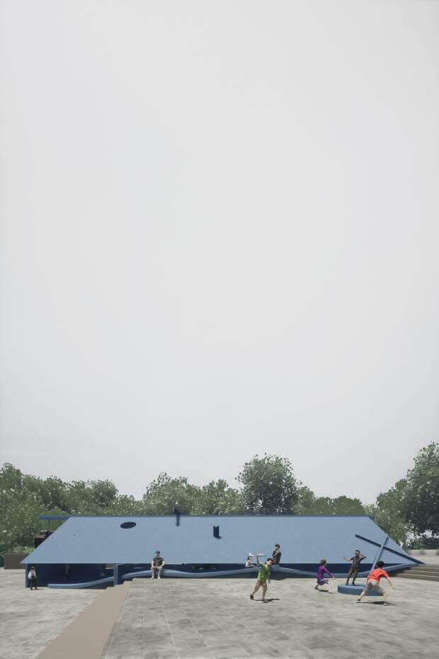 北美館X-Site《藍屋Blue House》示意圖－起伏，「藍屋 Blue House」團隊提供。