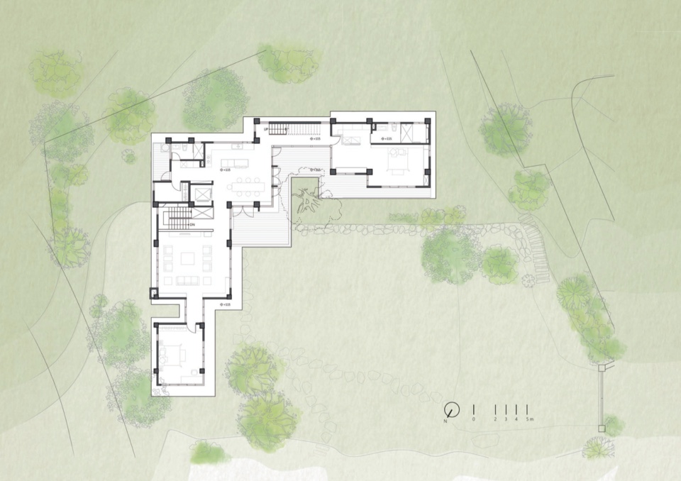 一層平面圖，新竹私人住宅 山居·三居／上滕聯合建築師事務所