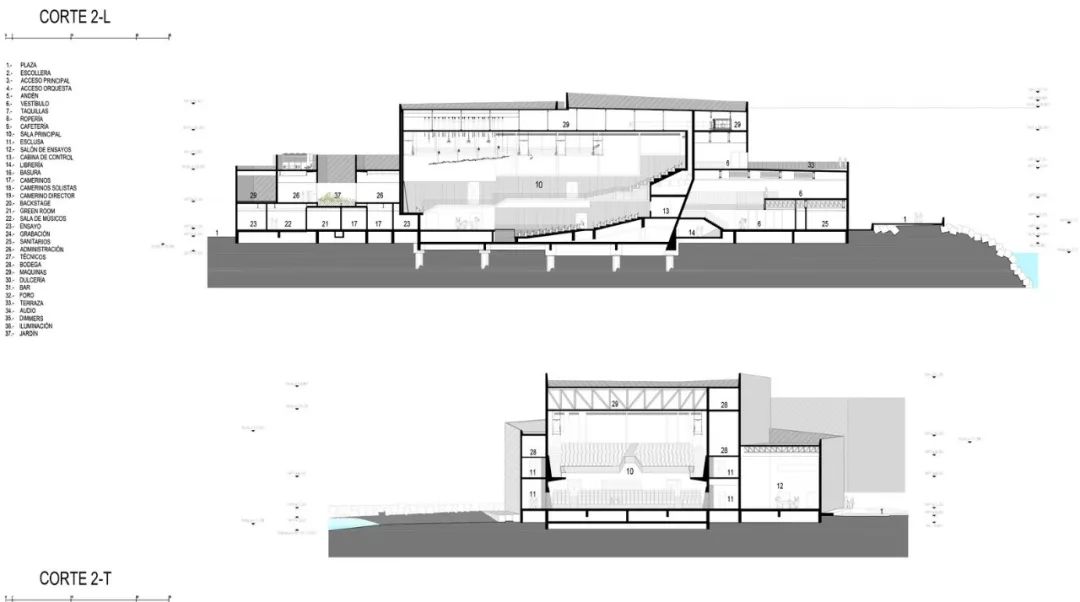 剖面圖 Section 墨西哥博卡音樂廳 Mexico Foro Boca Concert Hall／Rojkind Arquitectos