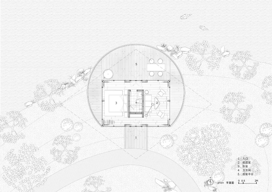 客房平面圖 Plan Guestroom Plan- Type 1 ©尌林建築 Fuyang Yangbei Lake Wetland Ecological Hotel富陽陽陂湖濕地生態酒店／尌林建築設計事務所